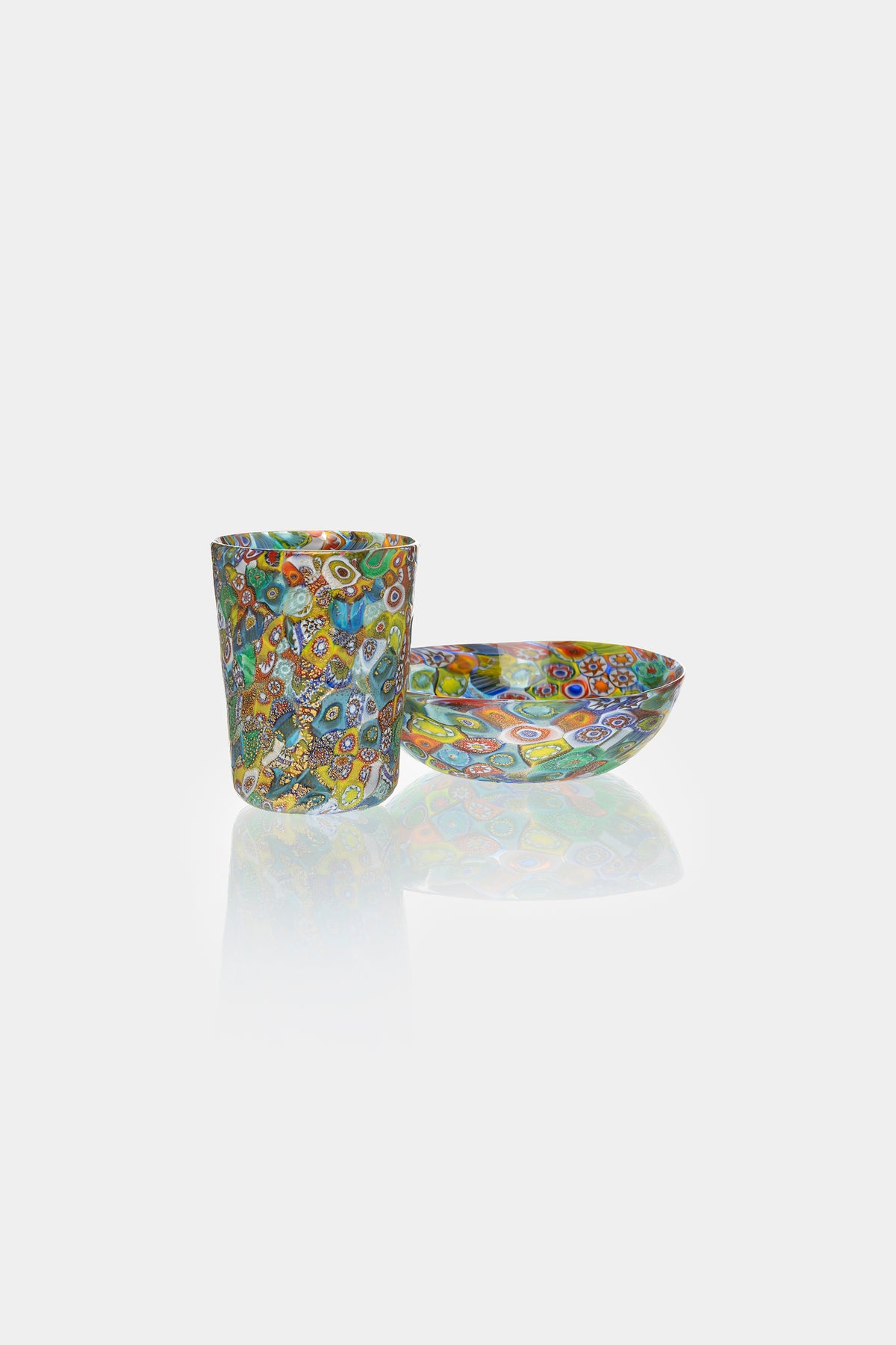 Fratelli Toso Murrine Bowl and Glass 50's