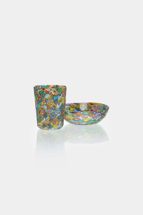 Fratelli Toso Murrine Bowl and Glass 50's