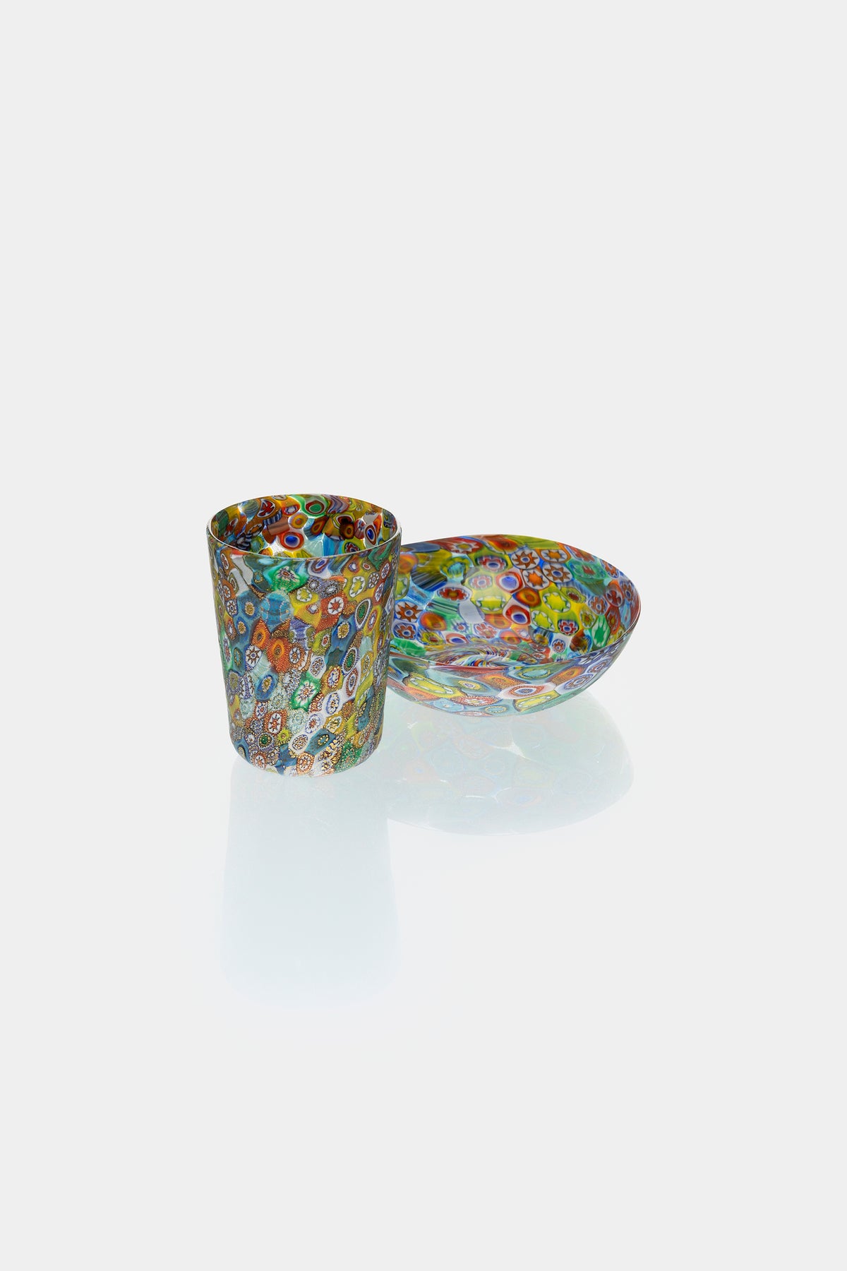 Fratelli Toso Murrine Bowl and Glass 50's