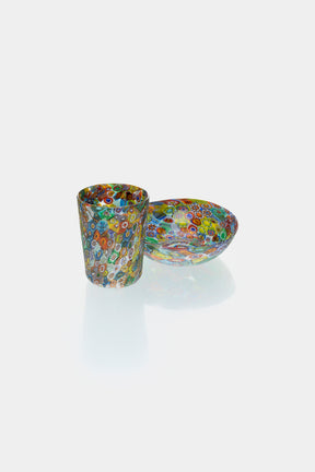 Fratelli Toso Murrine Bowl and Glass 50's