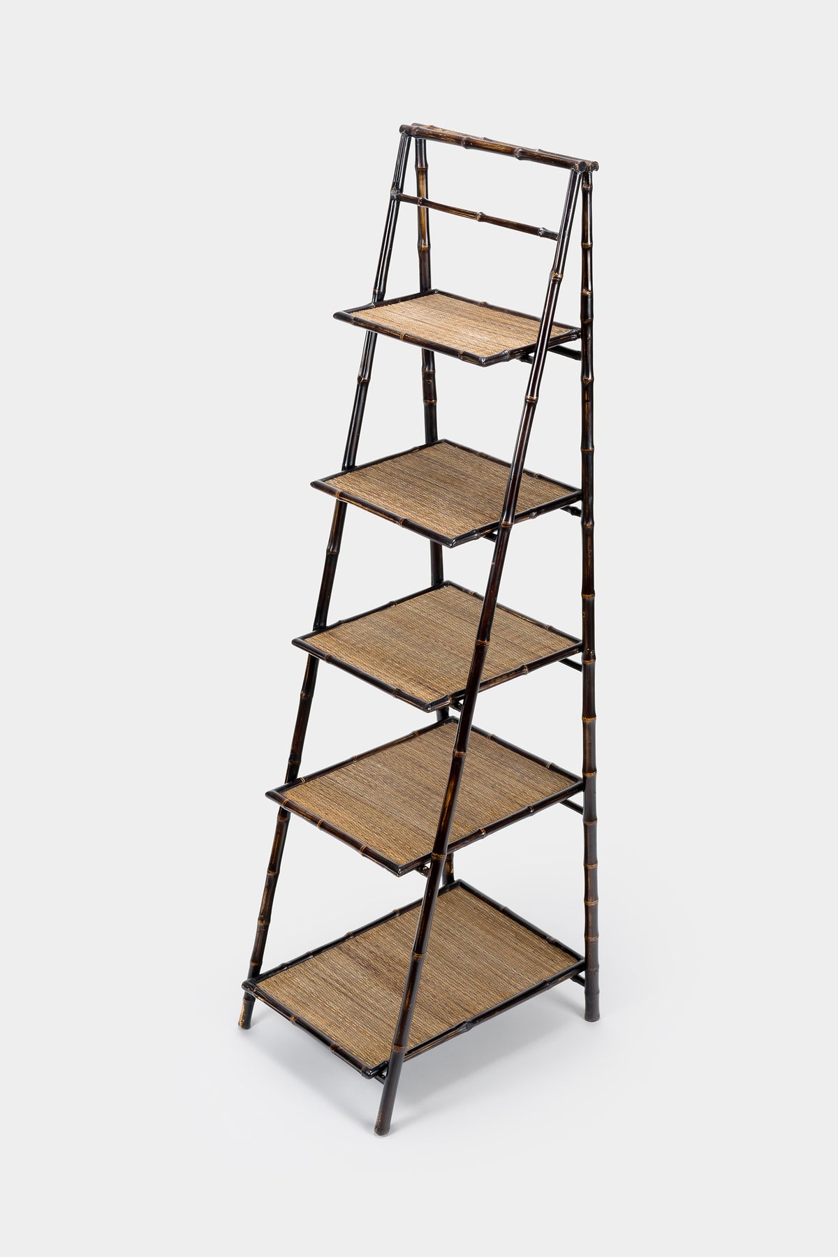 Foldable Bamboo Ladder, Étagere Style, 80s