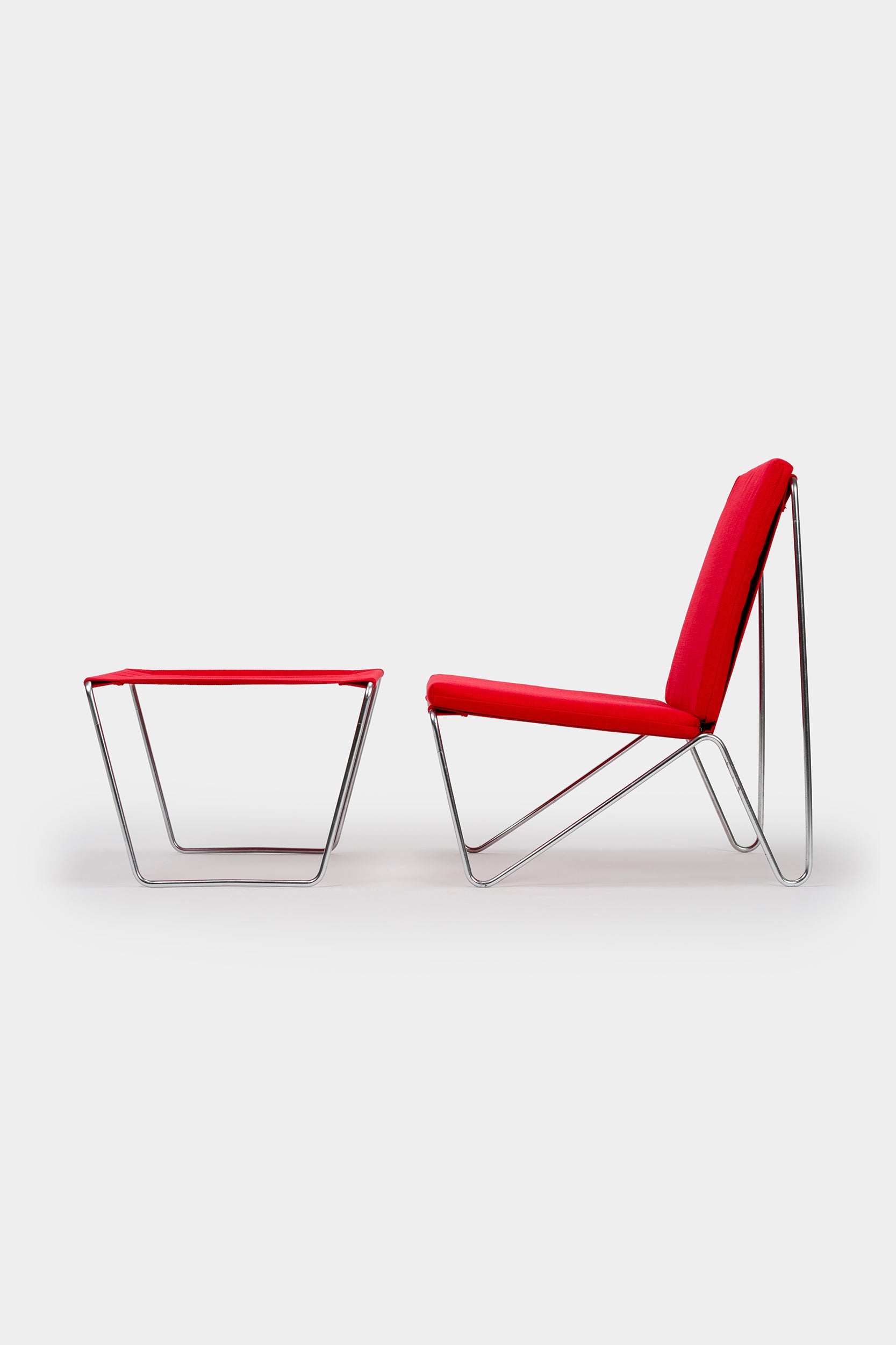 Verner Panton, Fritz Hansen, Bachelor Stuhl mit Ottoman, Dänemark, 50er