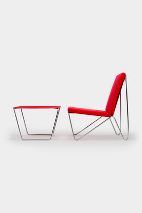 Verner Panton, Fritz Hansen, Bachelor Stuhl mit Ottoman, Dänemark, 50er