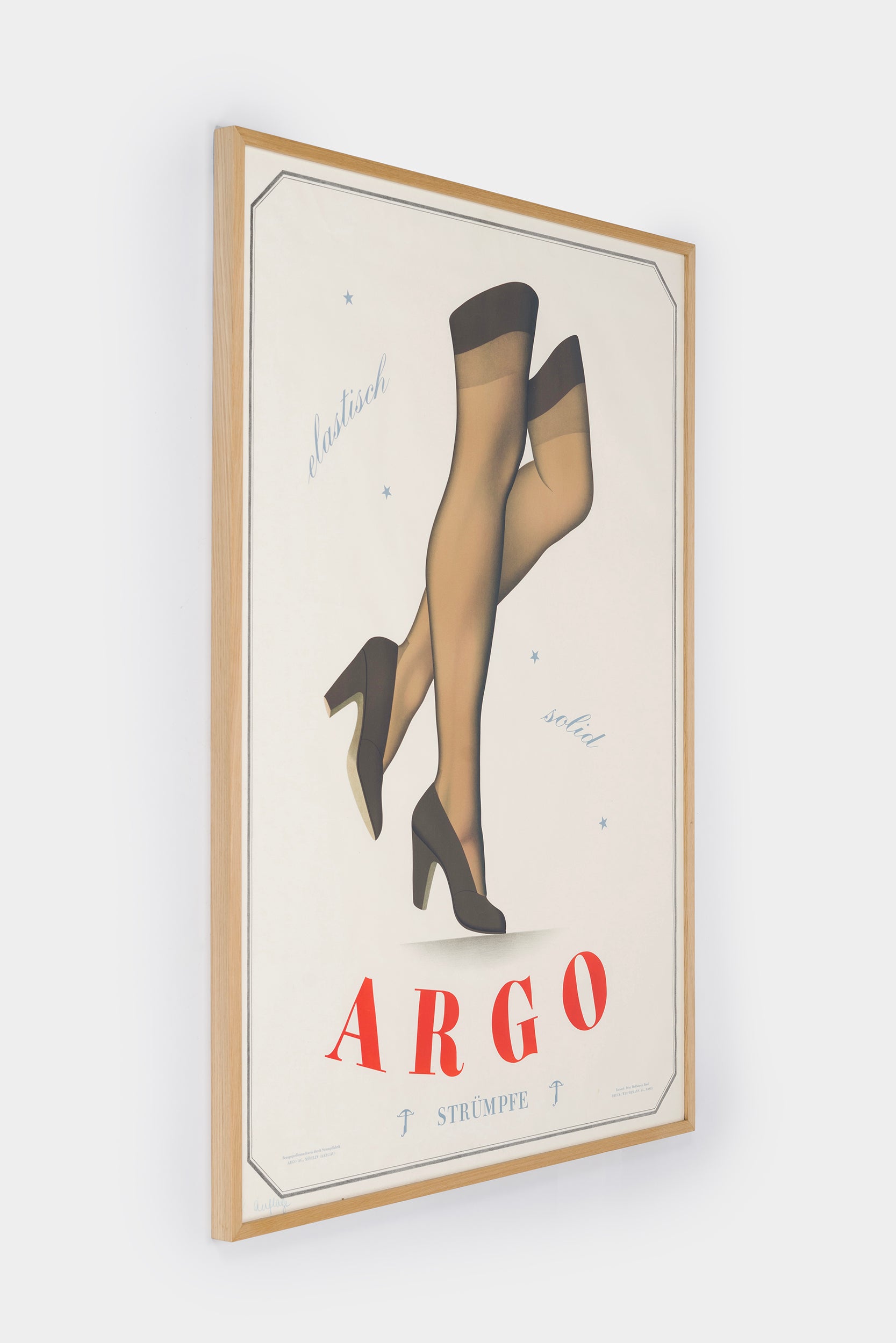 Peter Birkhäuser, Argo Stockings, Original Lithographie, Schweiz, 50er