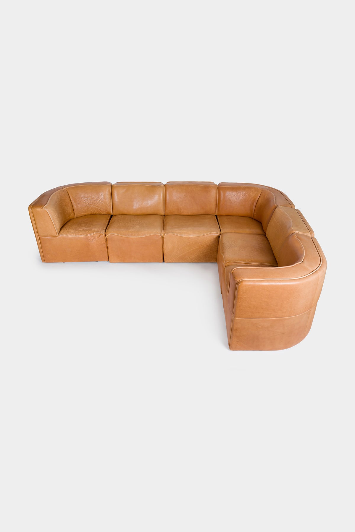 De Sede, Modular Sofa Model DS-15, Cognac Leather, Switzerland, 1980s