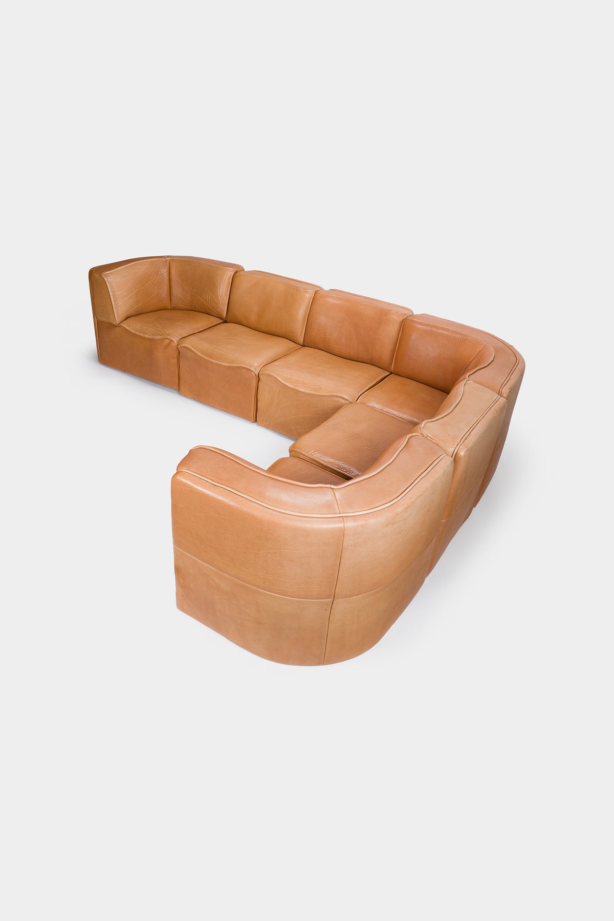 De Sede, Modular Sofa Model DS-15, Cognac Leather, Switzerland, 1980s