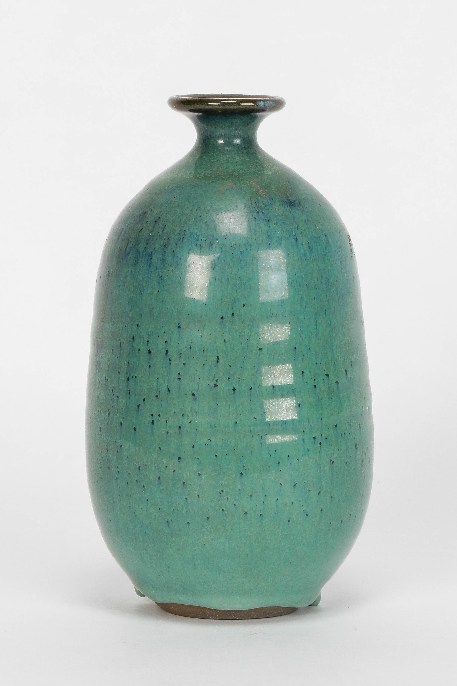 Französische Keramik Vase Türkis 50er