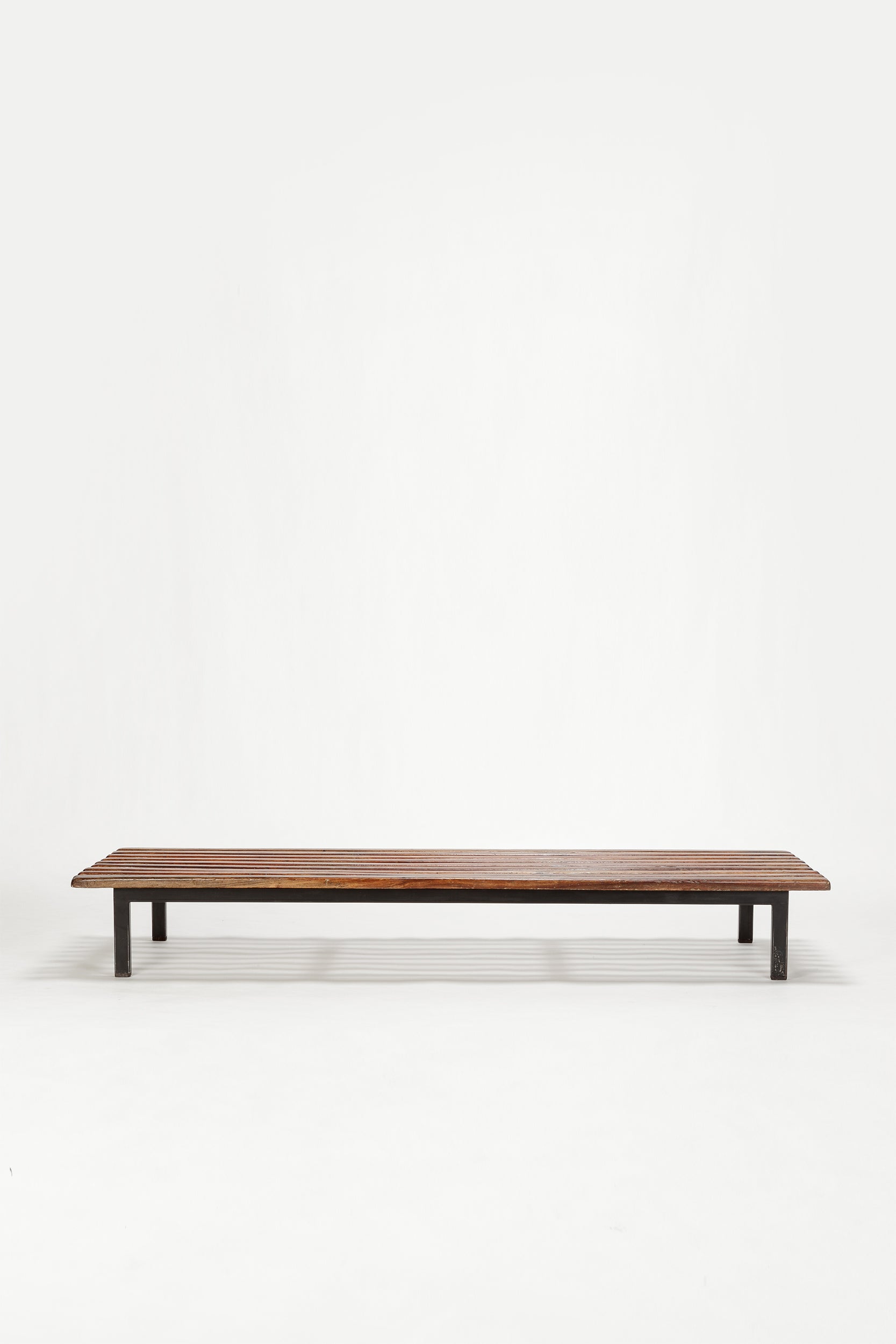 Vintage Cansado bench in mahogany wood by Charlotte Perriand, 1954s