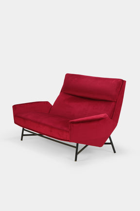 Claude Vassal Loveseat, Claude Delor, Baumwolle, 50er