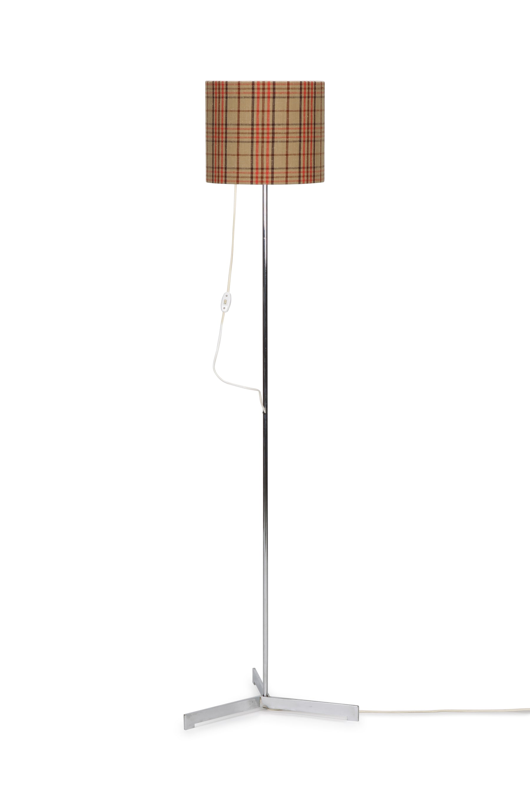 Höhenverstellbare Lampe mit kariertem Schirm, 60er