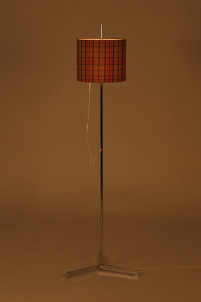 Höhenverstellbare Lampe mit kariertem Schirm, 60er