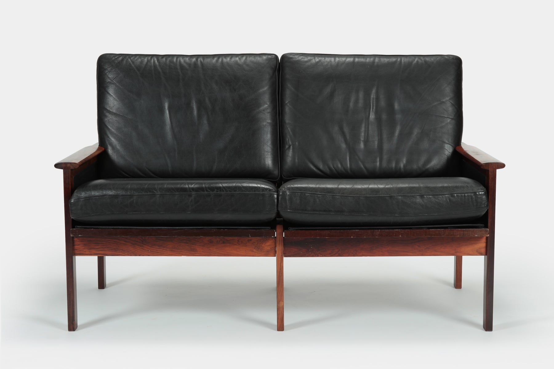 Capella two-seater sofa, leather, rosewood, Illum Wieklsoe