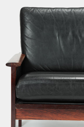 Capella two-seater sofa, leather, rosewood, Illum Wieklsoe