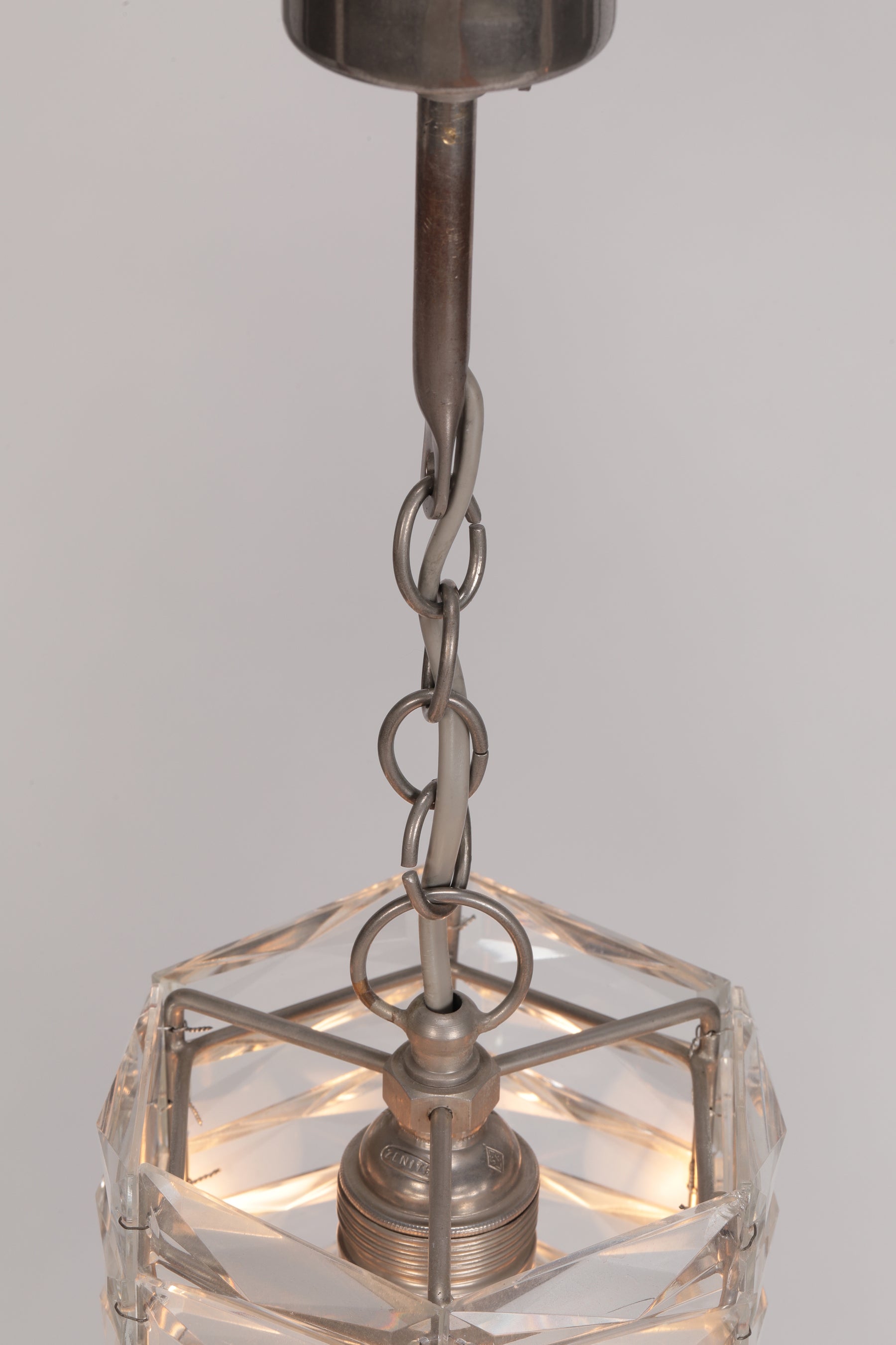 Lampe-Leuchte-Kristall-Glas-60er