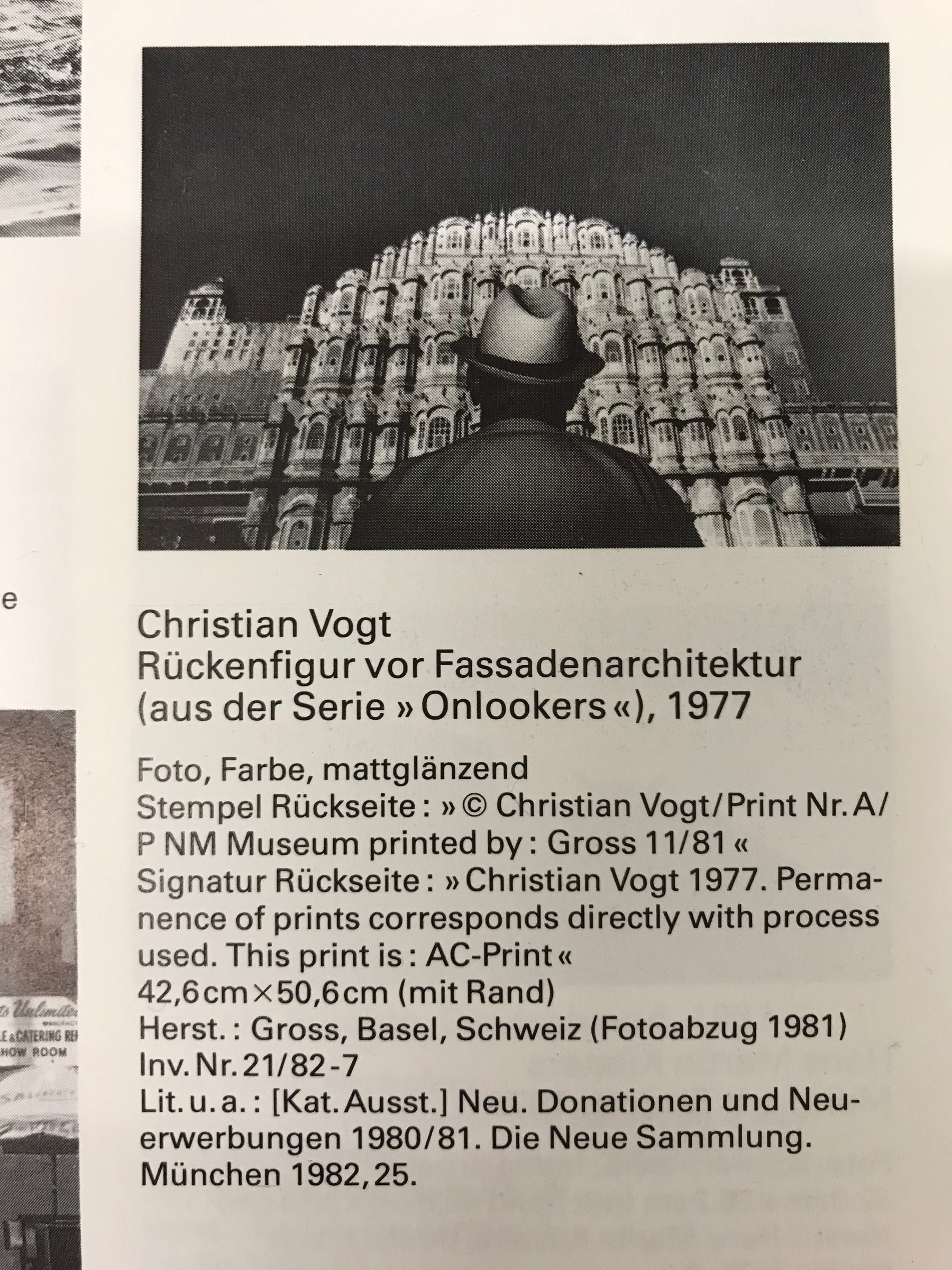 Kunstfotografie aus der Serie Onlookers Christian Vogt, 1977