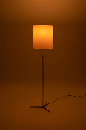 Grosse Messing Stehlampe mit Seidenschirm, Höhenverstellbar, BAG Turgi, 50er
