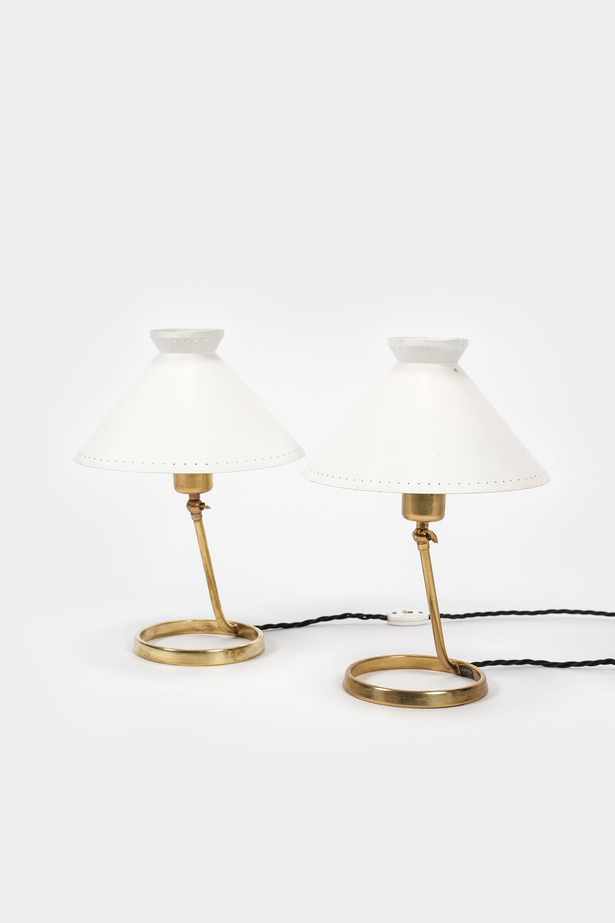 Alfred Müller, Pair Brass Lamps, Amba, Switzerland, 40s