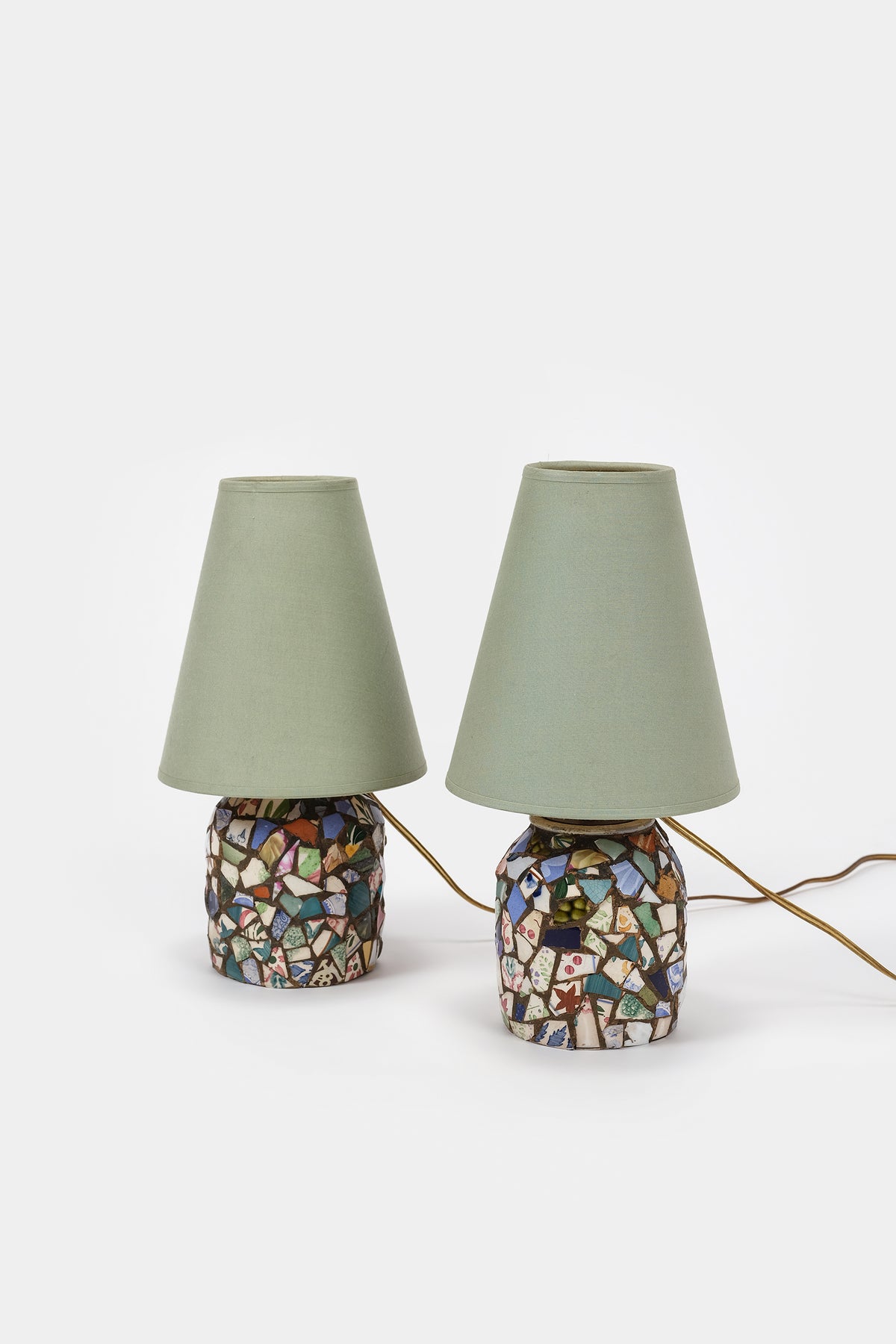 Pair of Lamps with Mosaic, France, 50s