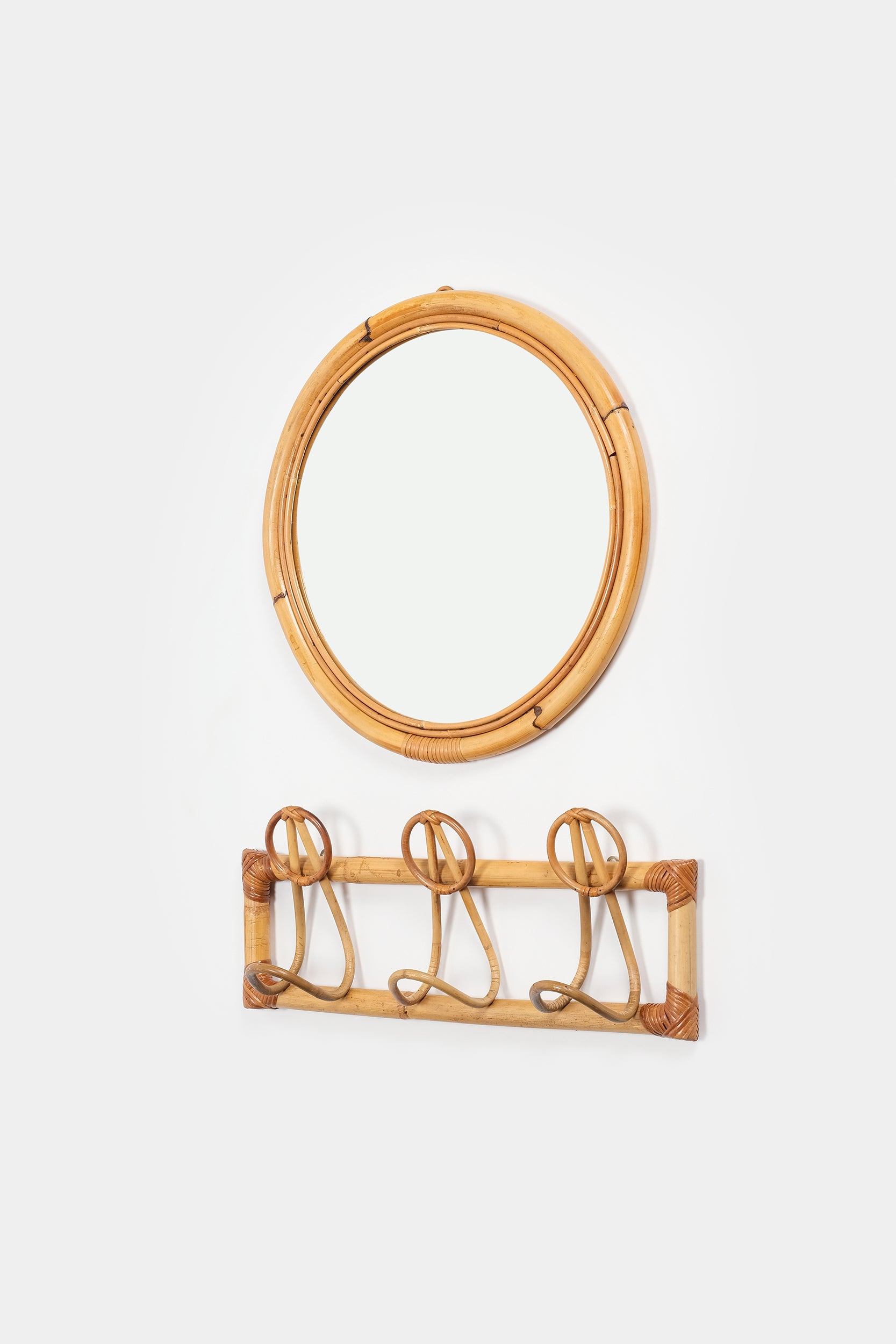 Bambus Garderobe und Spiegel, Bonacina, 60er