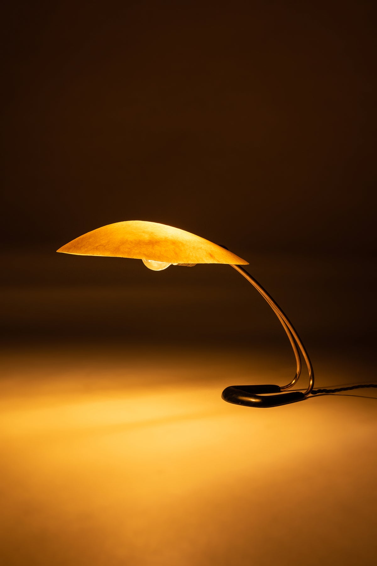Carl Auböck, Table Lamp, brass with fiberglass shade, 50s