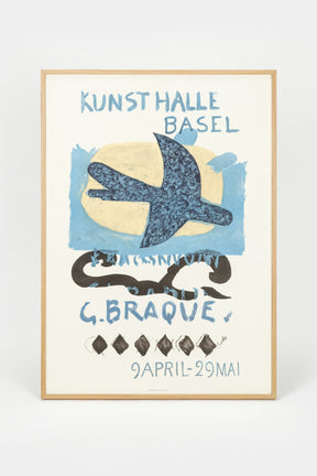 præmie Vejrtrækning Bestået Plakat Lithographie, Ausstellung George Braque mit Katalog, 60er
