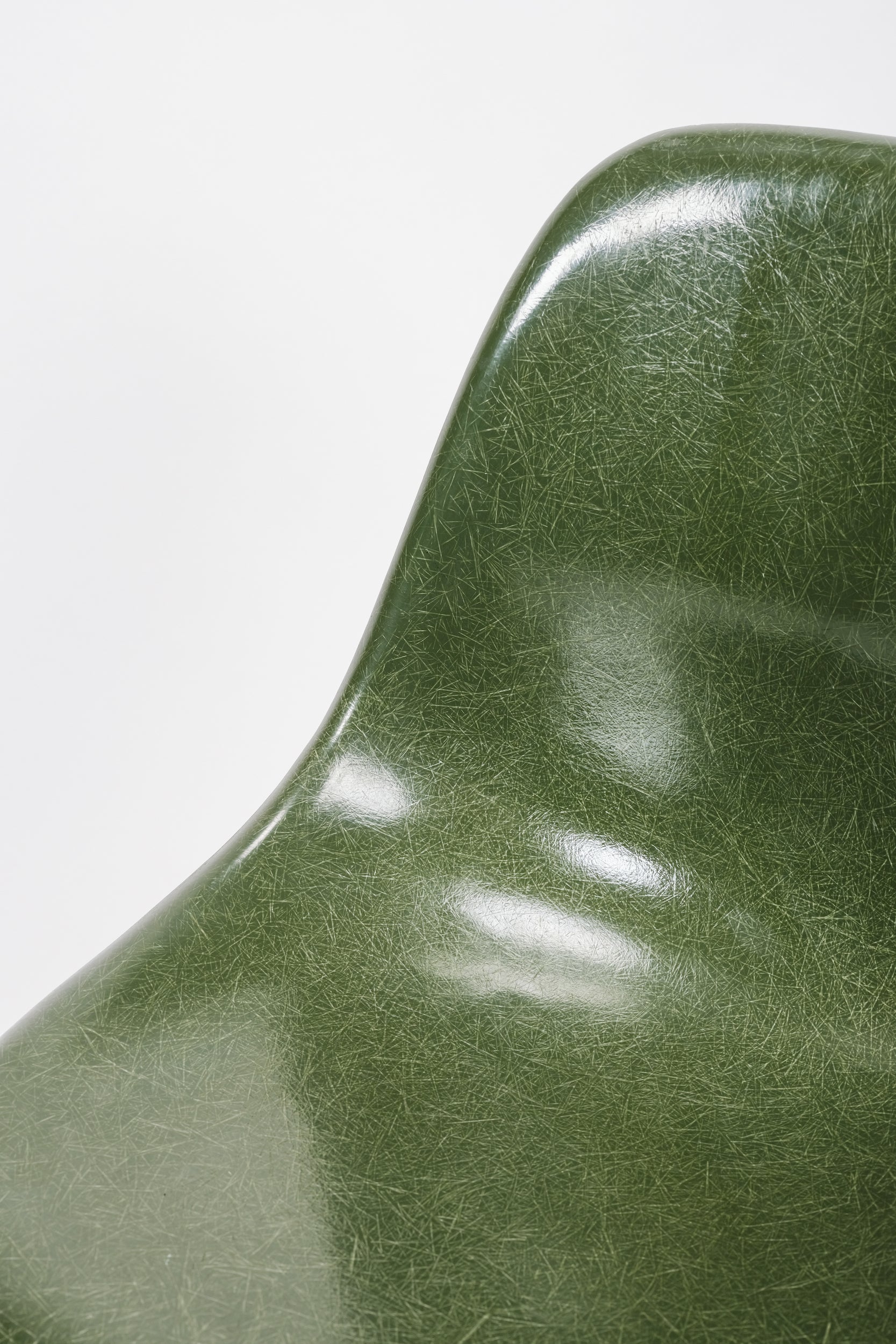Charles & Ray Eames Fiberglass Chairs, Set of 3, Olive Green, 60s