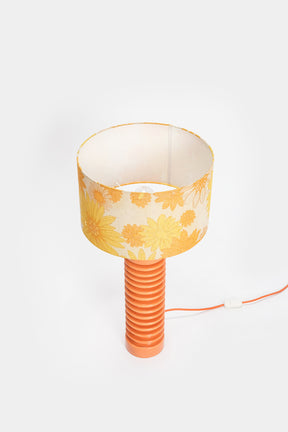 Französische Keramik Tischlampe mit Blumenschirm, 70er