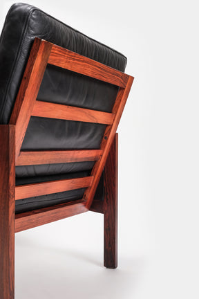 Illum Wikelsoe Capella Armchair, Rosewood and Leather, 60s