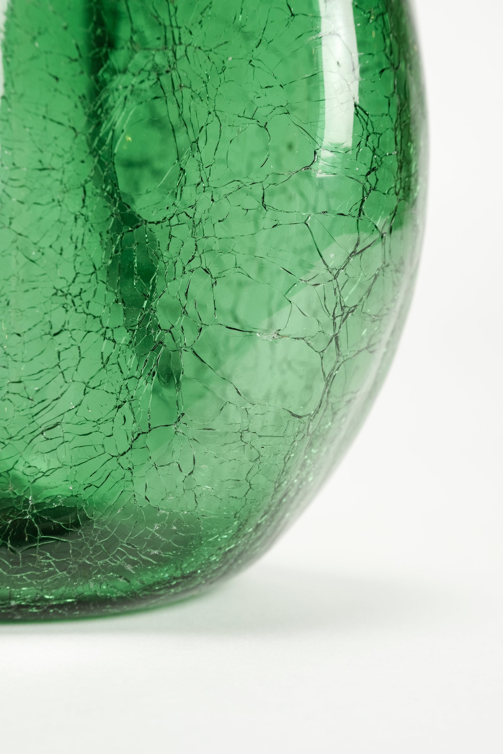 Empoli Vase mit Craquelé Glas, Italien, 50er