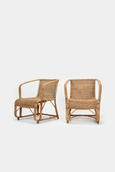Paar charmante Peddigrohr Sessel, Italien, 30er