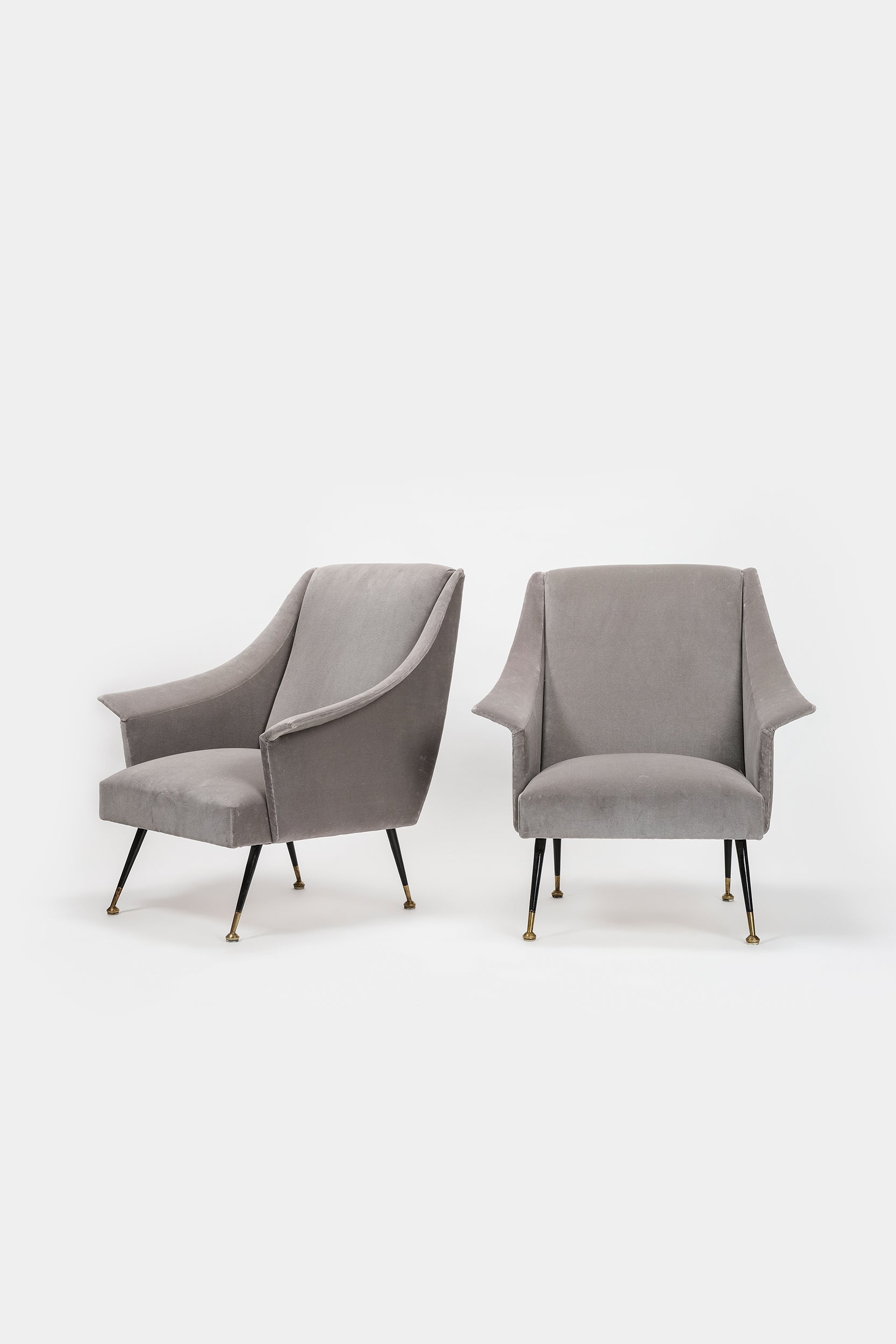 Paar italienische Sessel, 50er, Velours