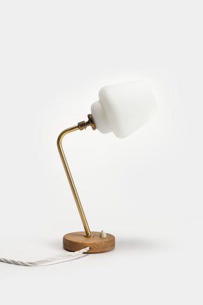 Table Lamp with Oak Base, France, 50s