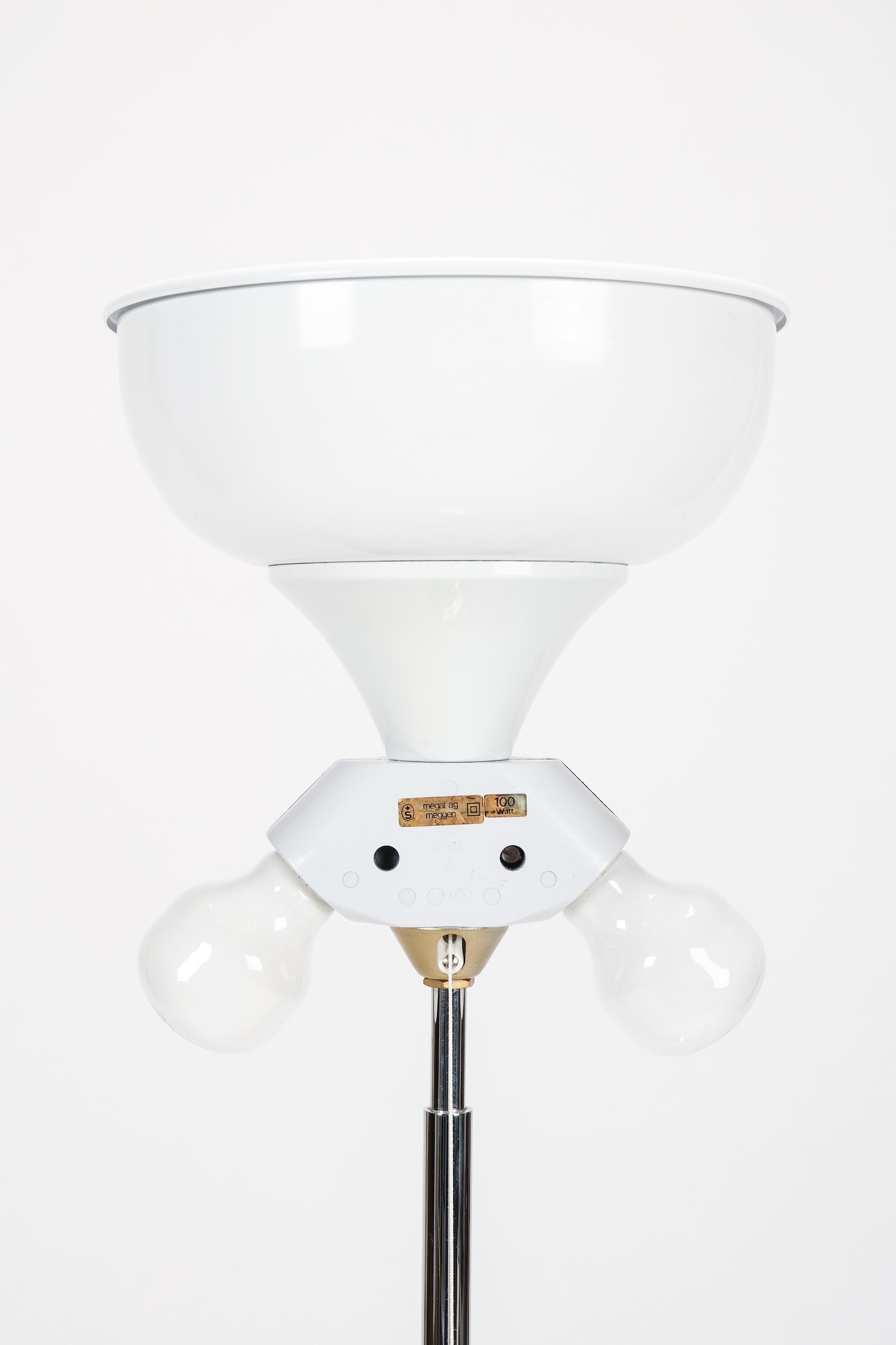 Stehlampe Chrom mit Pergamentschirm, Mégal, 70er