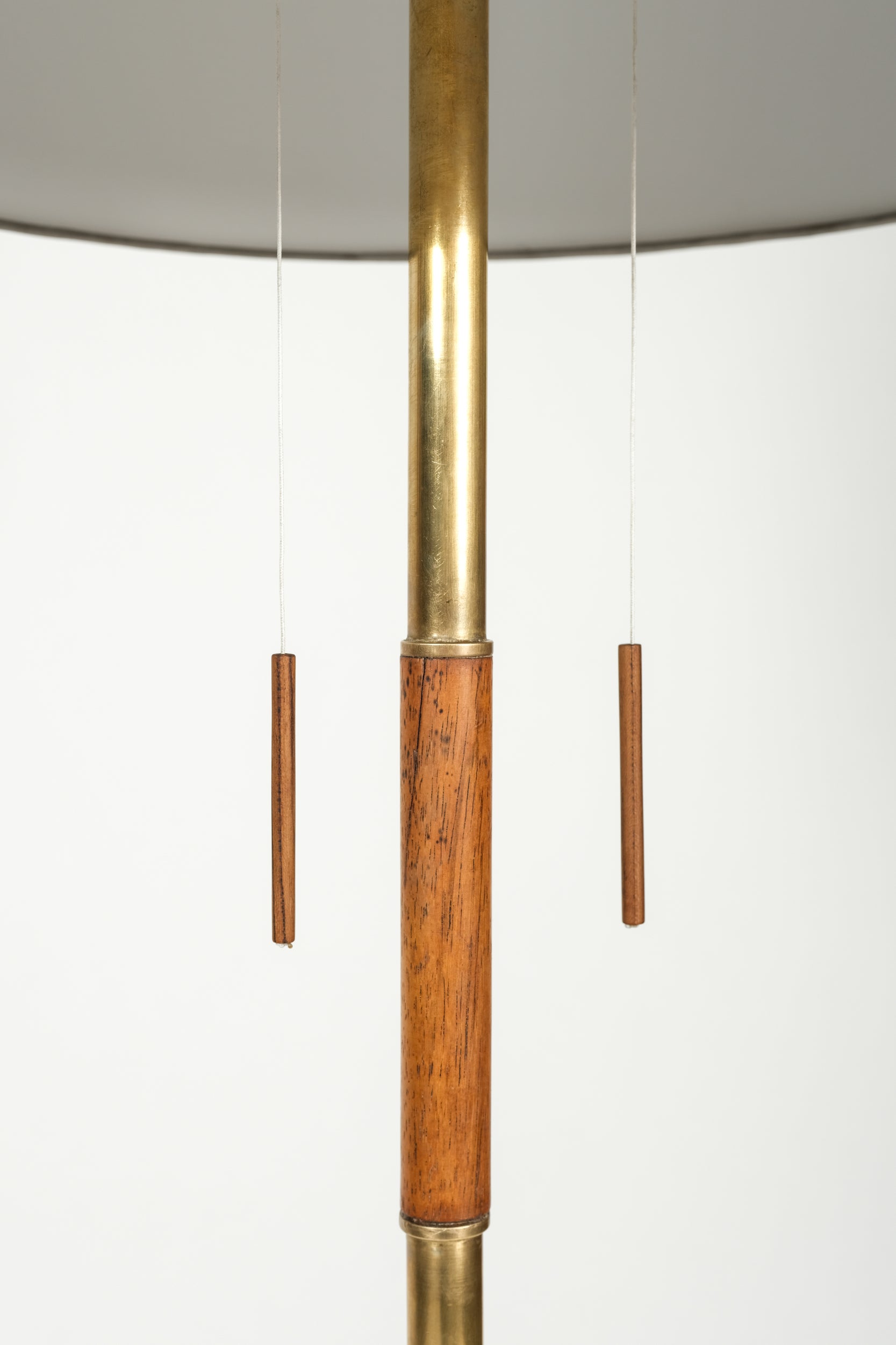Italian brass floor lamp 60s silk shade mass
