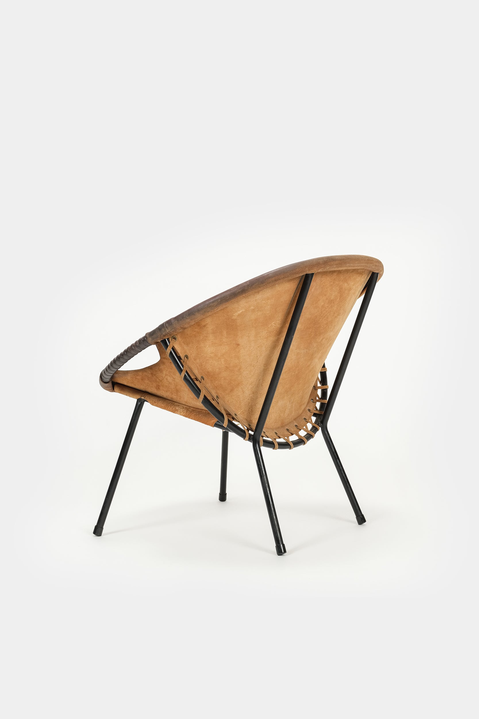 Paar Circle Chairs Wildleder Frankreich 60er