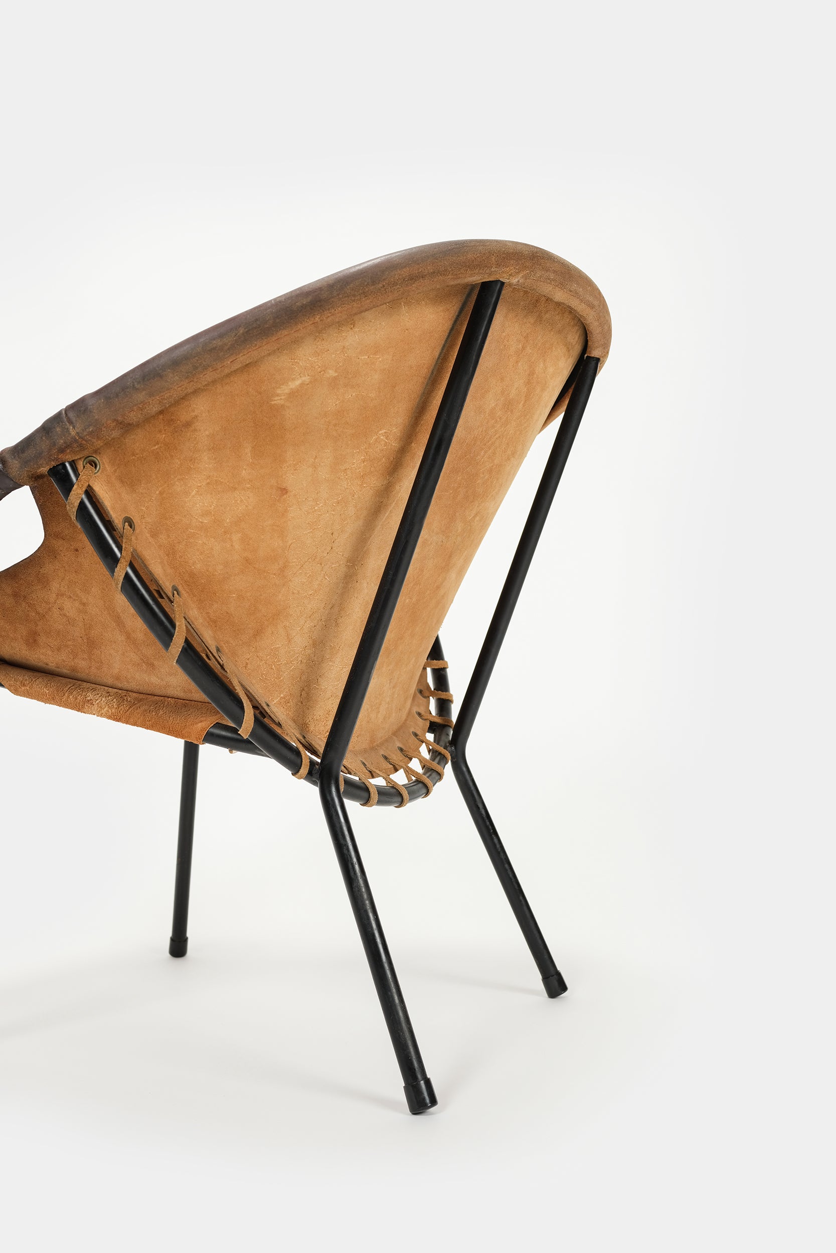Paar Circle Chairs Wildleder Frankreich 60er
