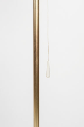 Mégal Messinglampe mit grauem Seidenschirm, 70er