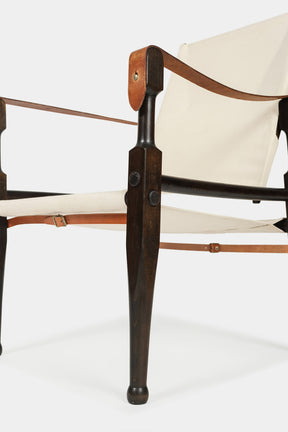 Wilhelm Kienzle Safari Chair linen 50s beech darkened