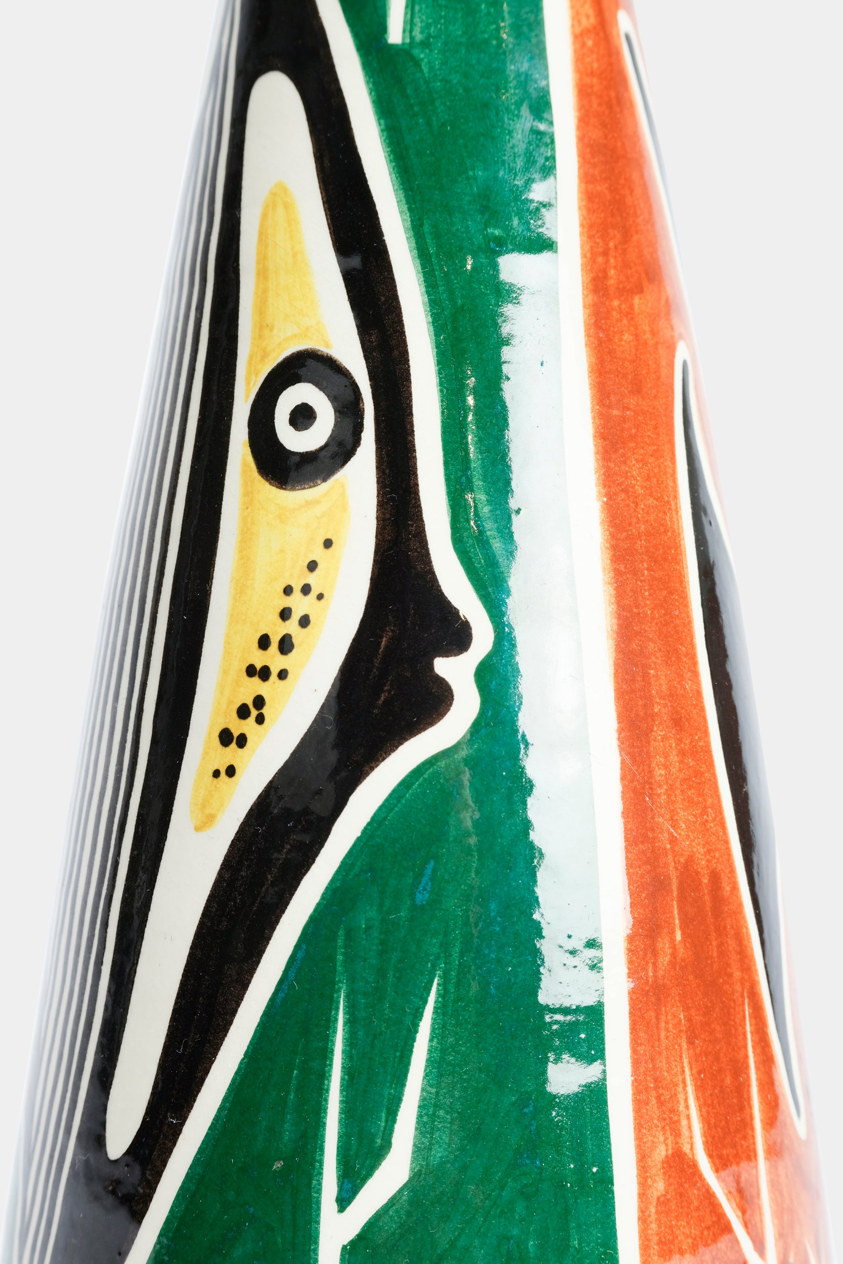 Ceramic Vase with Fish, Signed, 50s