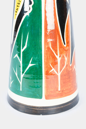 Ceramic Vase with Fish, Signed, 50s