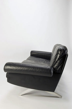 Schwarzes Leder Sofa DS 31 De Sede von Werksdesign