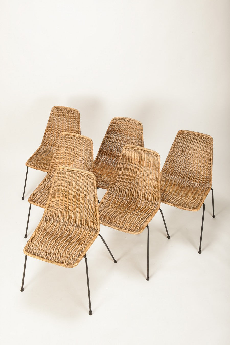 Ein Set von 6 Franco Legler Basket Stühlen von Gian Franco Legler