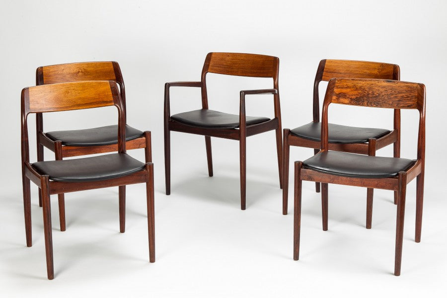 Set von 5 Palisander Moeller Stühlen von J.L. Moeller