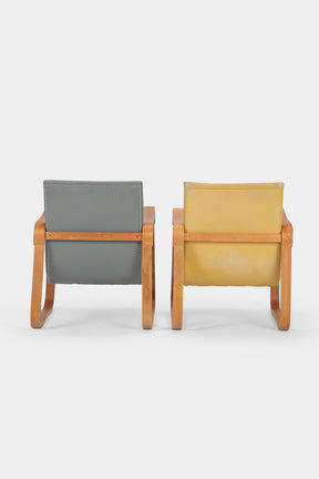 2 Walter Frey Heinzer armchairs yellow and grey, 30s