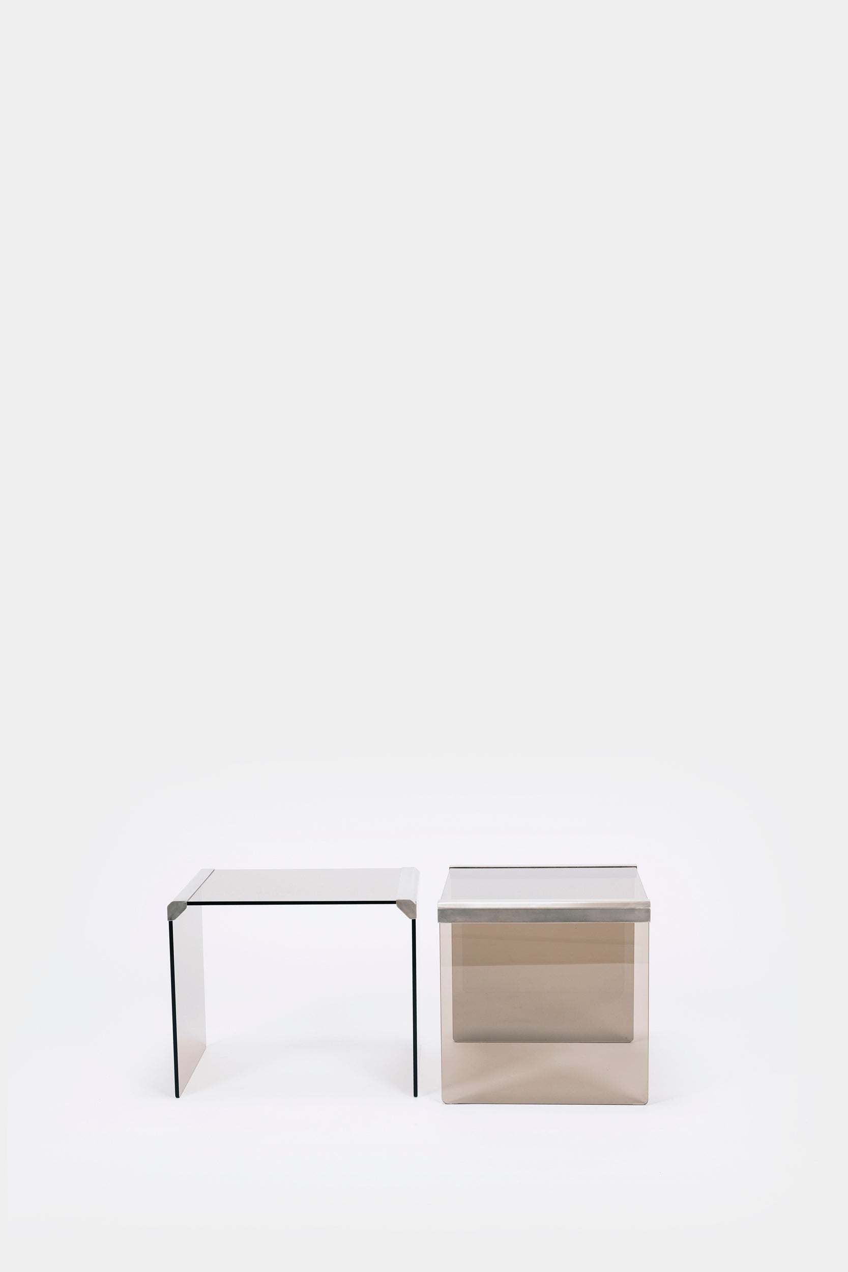 Pair of glass tables Pierangelo Galotti 70s
