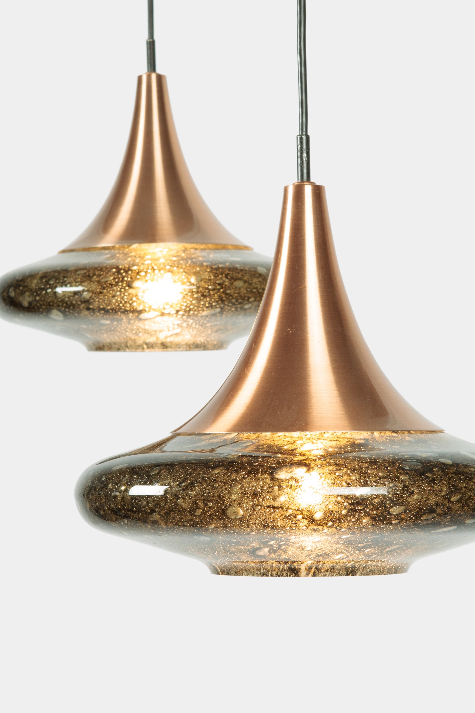 2 beautiful Doria glass lamps with copper