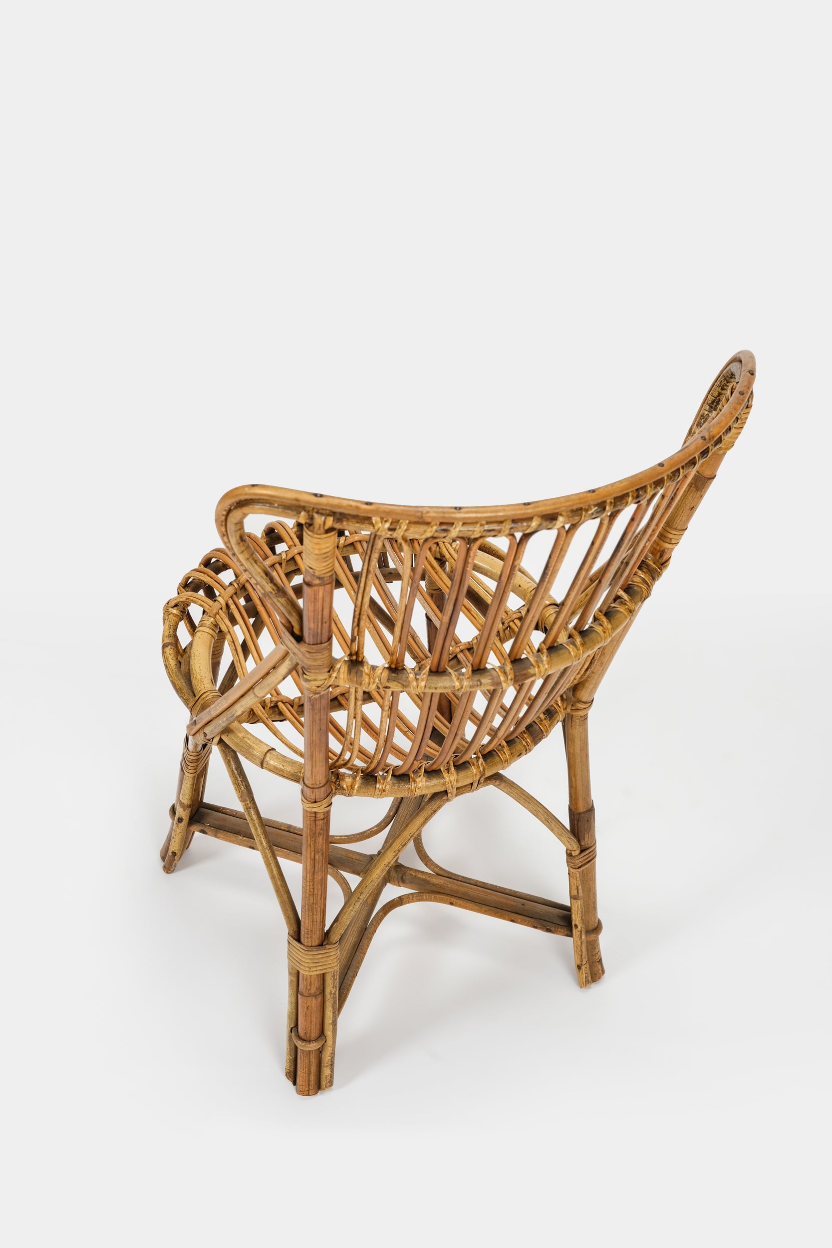 Bonacina bamboo raffia braid chair 50s Italy