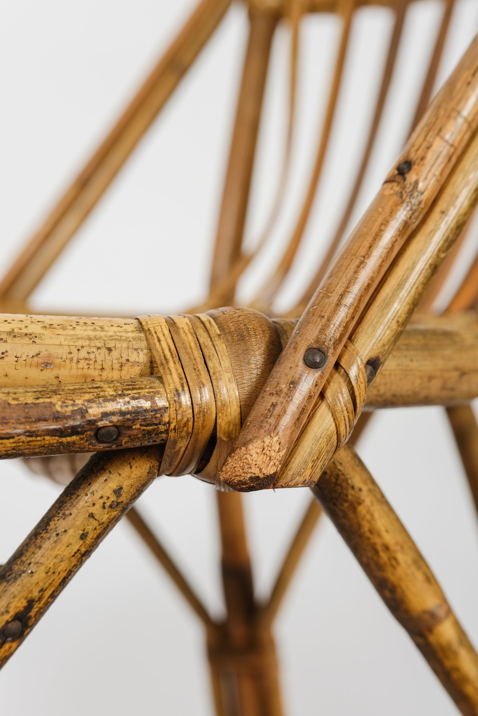 Bonacina bamboo raffia braid chair 50s Italy