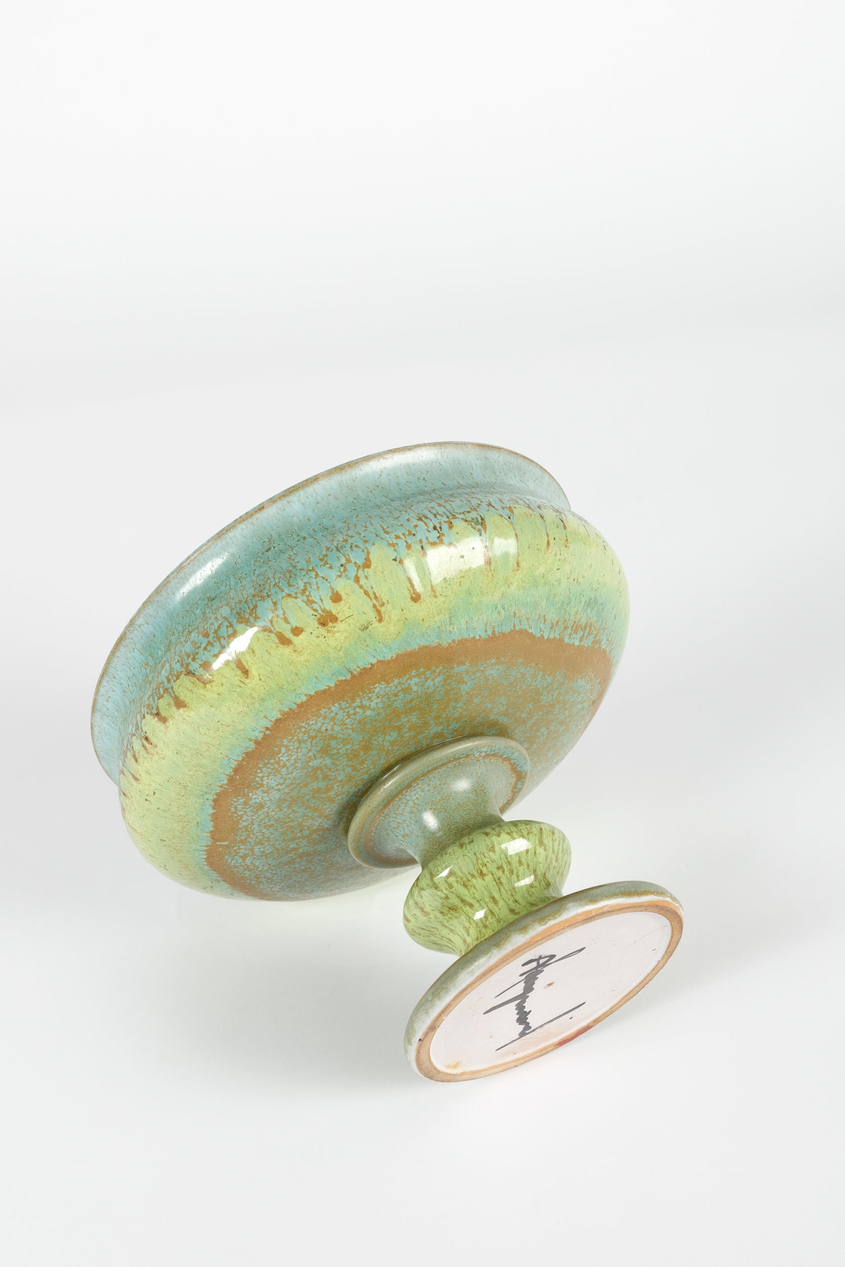 A Freymond Keramik Schale mit Pedestalfuss 70er