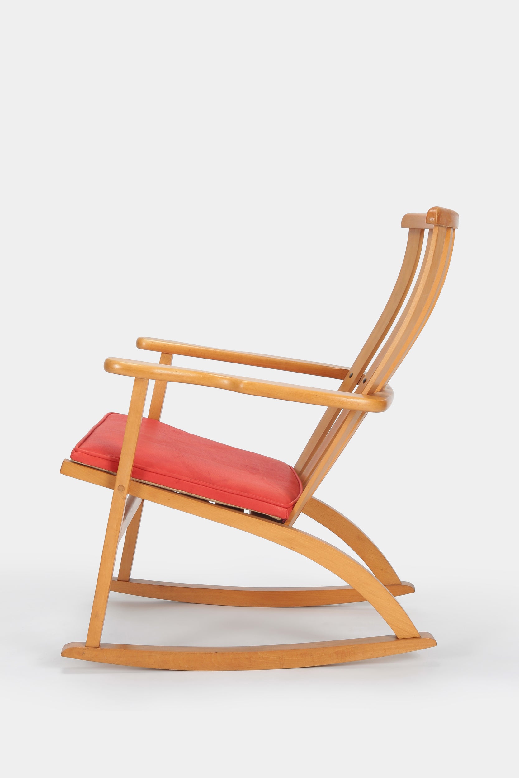 Swedish rocking chair 50' beech with leather cushion